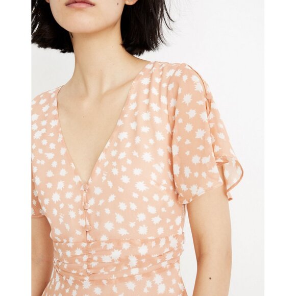 Madewell Ruched-Waist Mini Dress in Star Shower Starburst Print Antique Girly - Picture 2 of 16